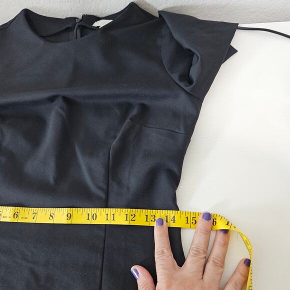 H&M Black Long Sleeve Mini Dress Women’s Size Small Cotton Blend Structured Fit - Picture 7 of 8